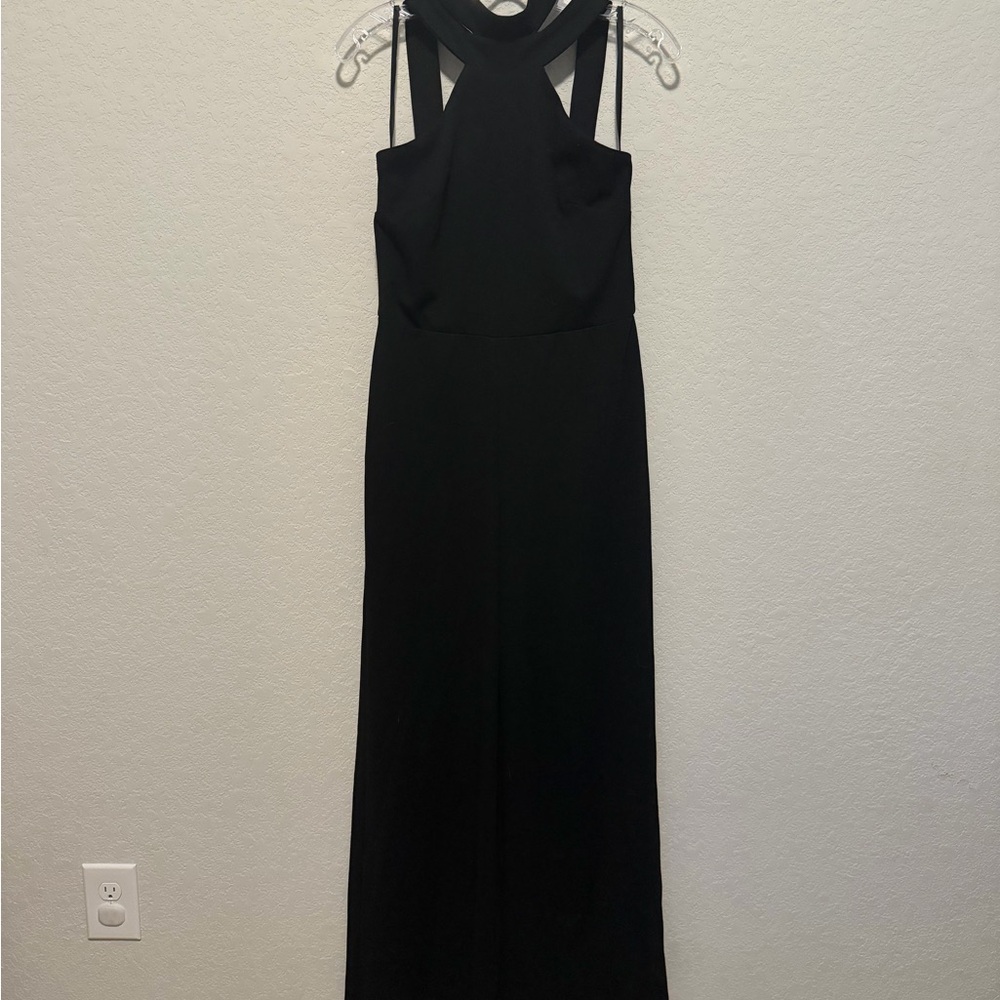 bebe Black Crisscross Halter Jumpsuit